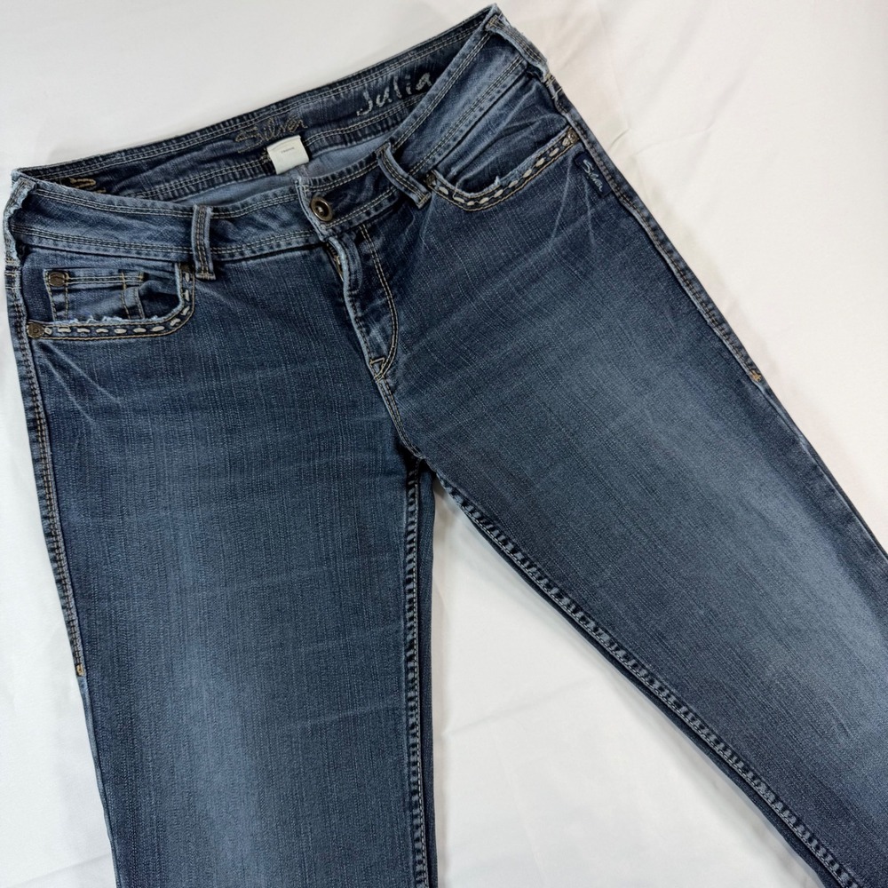 Silver Jeans Julia Slim Bootcut Dark Wash Embroidered Pocket Denim W30 L31